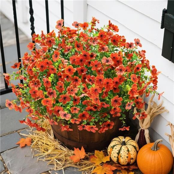 Artificial Fake Fall Mums Flowers Plants for Outdoor Outside Decoration,12Bundle - Picture 2 of 7